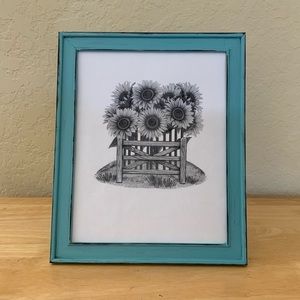 Farmhouse Sunflowers and gate picture 8x10 w/frame